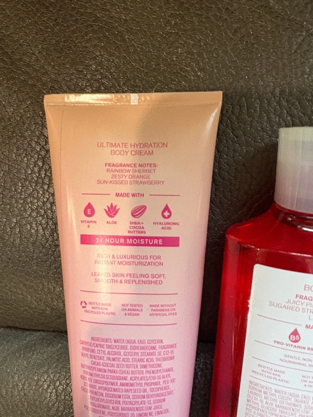 Bath and body summer set in fruity sherbet scoop and pink watermelon blast